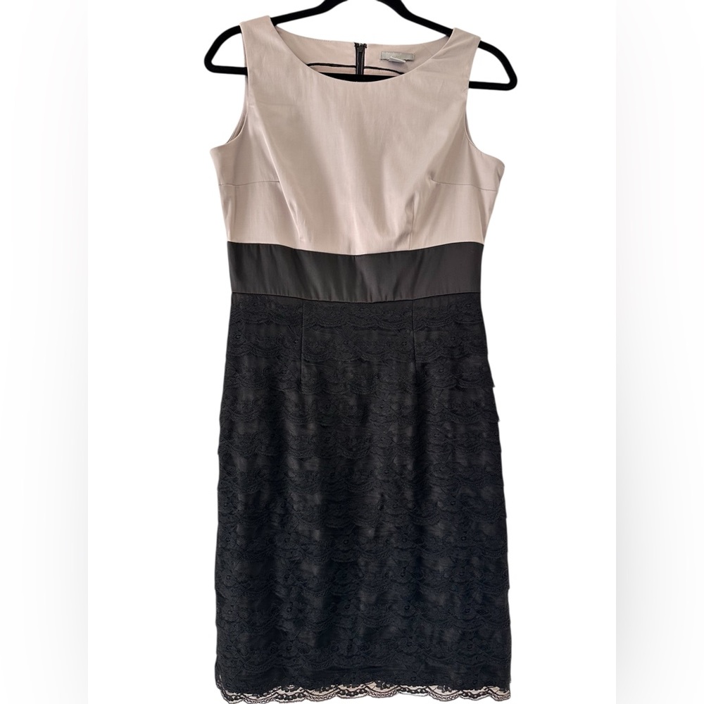 H&M Black and Cream Midi Dress size 8